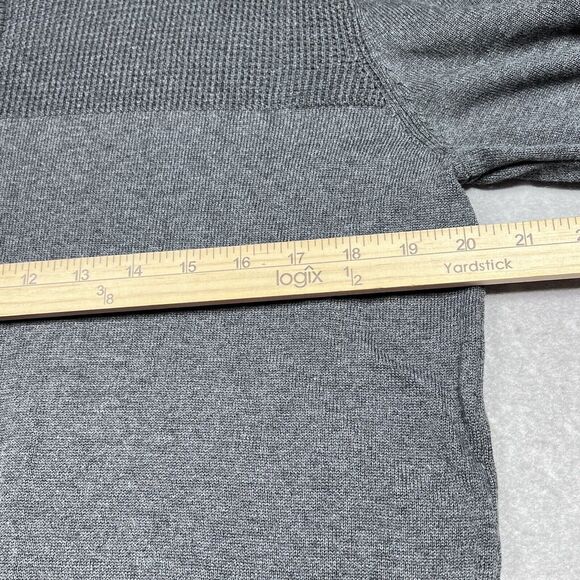 Club Room Sweater Mens Medium Charcoal Heather Button Mock Neck and Ribbed Cuffs - Picture 6 of 10